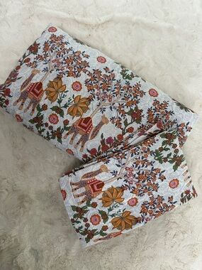Anthropologie organic cotton Queen flat sheet & pillocase set